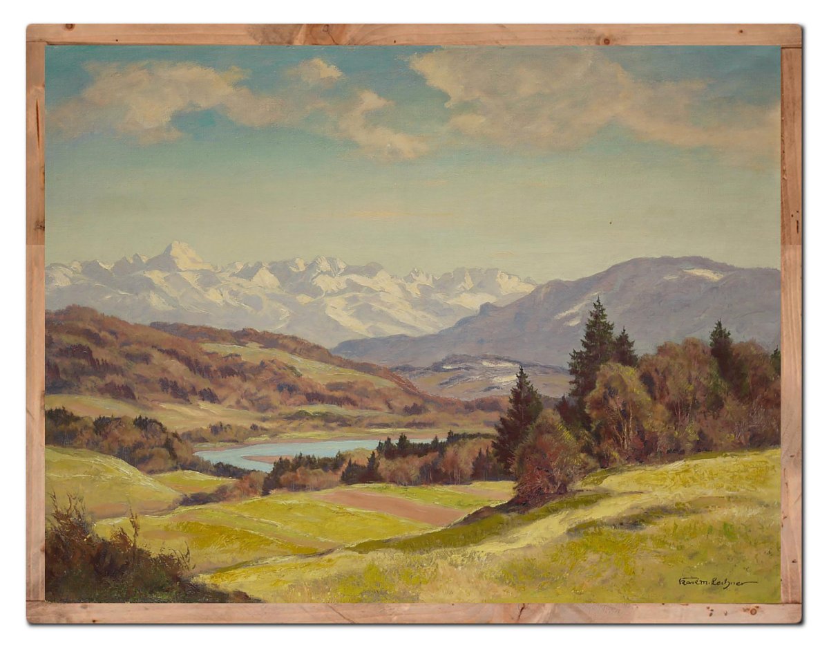 Summer Alpine Landscape - Oil On Canvas -photo-7