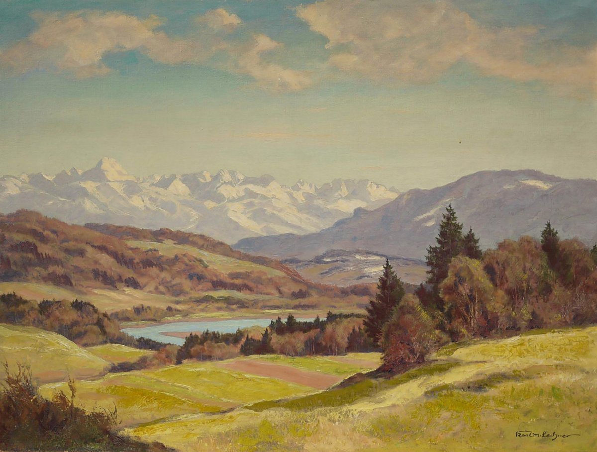Summer Alpine Landscape - Oil On Canvas 