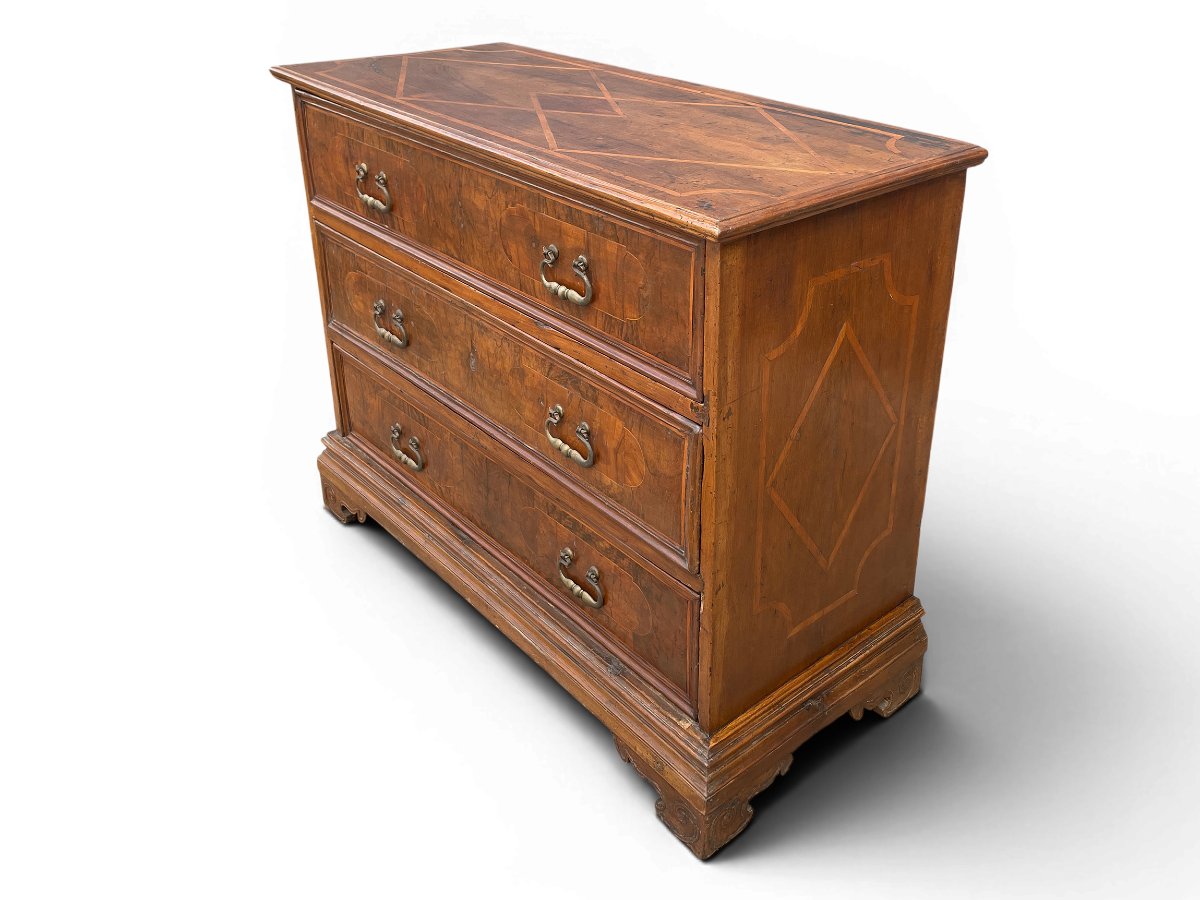 Commode en noyer avec marqueterie - Italie du Nord, début du XVIIIe siècle-photo-3