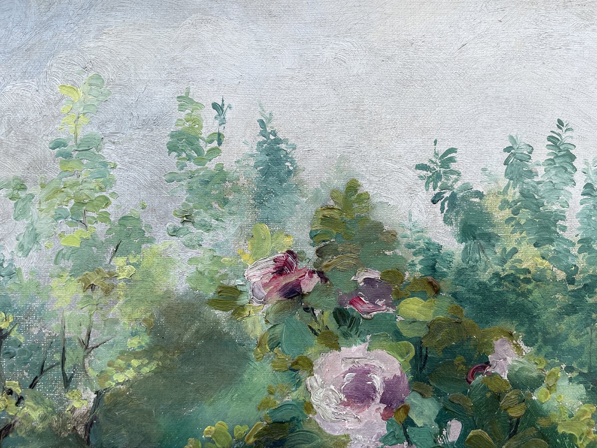 Jardin fleuri - Alexandre Guelle - 1911 - huile sur toile -photo-4
