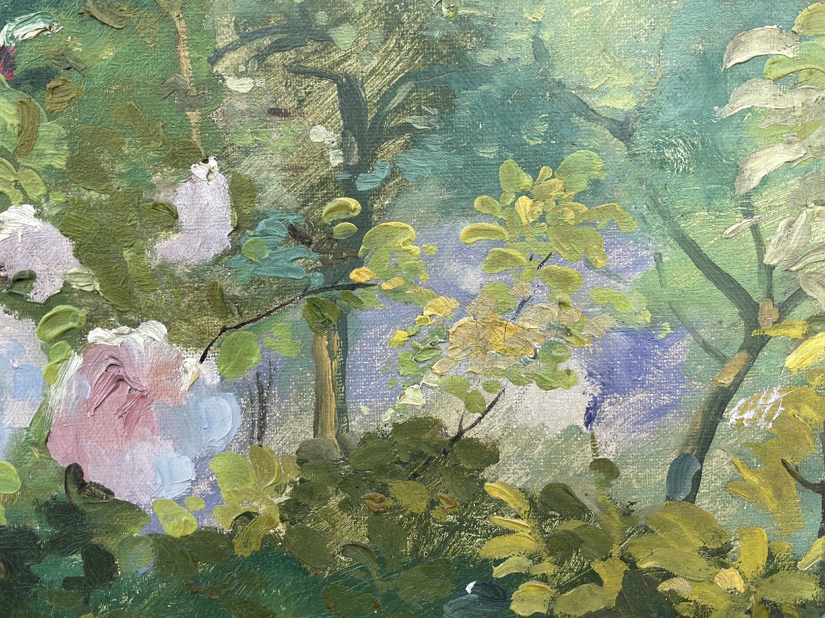 Jardin fleuri - Alexandre Guelle - 1911 - huile sur toile -photo-1