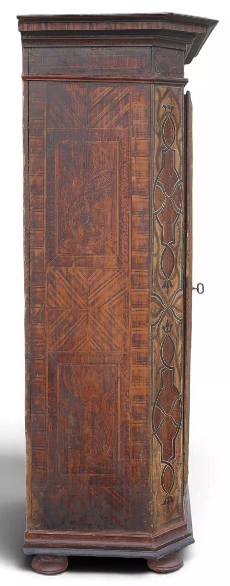 Armoire Peinte Tyrolienne Alpine - Vers 1820-photo-2