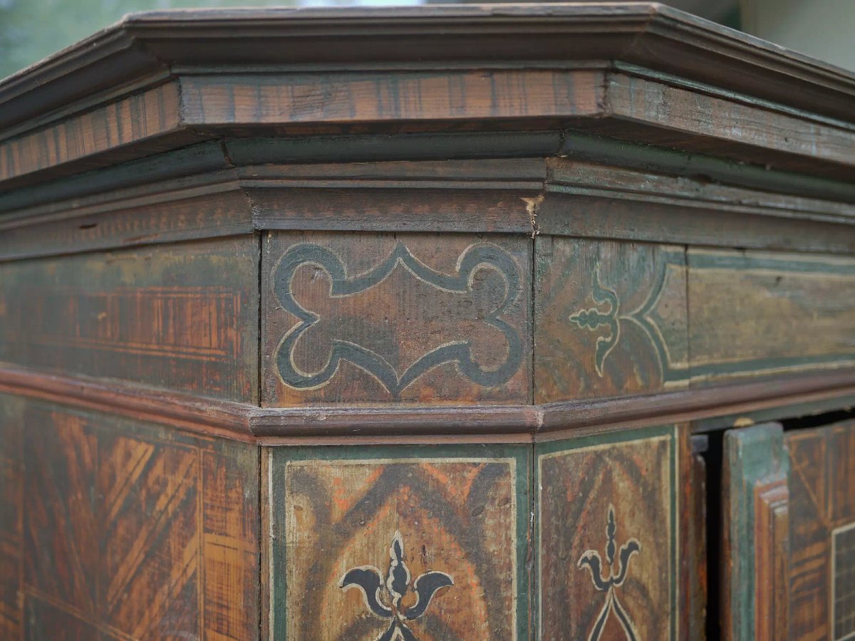 Armoire Peinte Tyrolienne Alpine - Vers 1820-photo-5