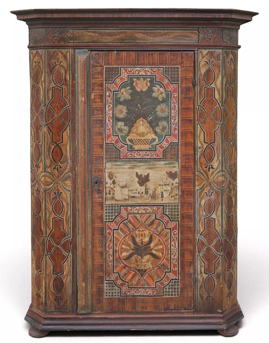 Armoire Peinte Tyrolienne Alpine - Vers 1820