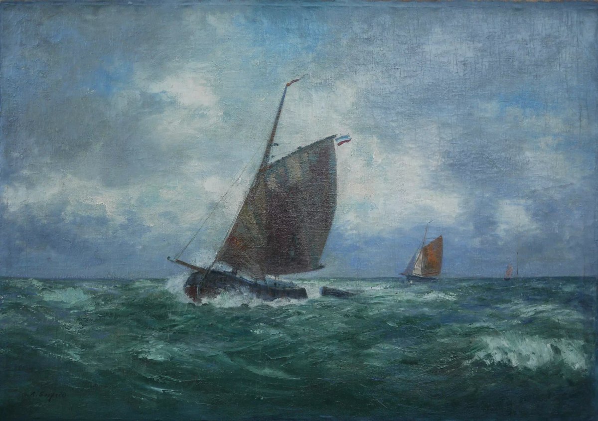 Voiliers en mer par gros temps par Alexander Essfeld -photo-6