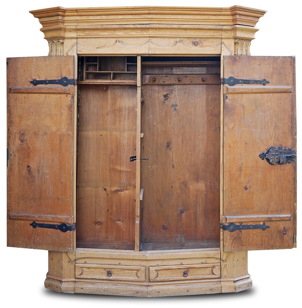 Fir Wood Cabinet With Baroque Carvings - Mid 1700s-photo-3