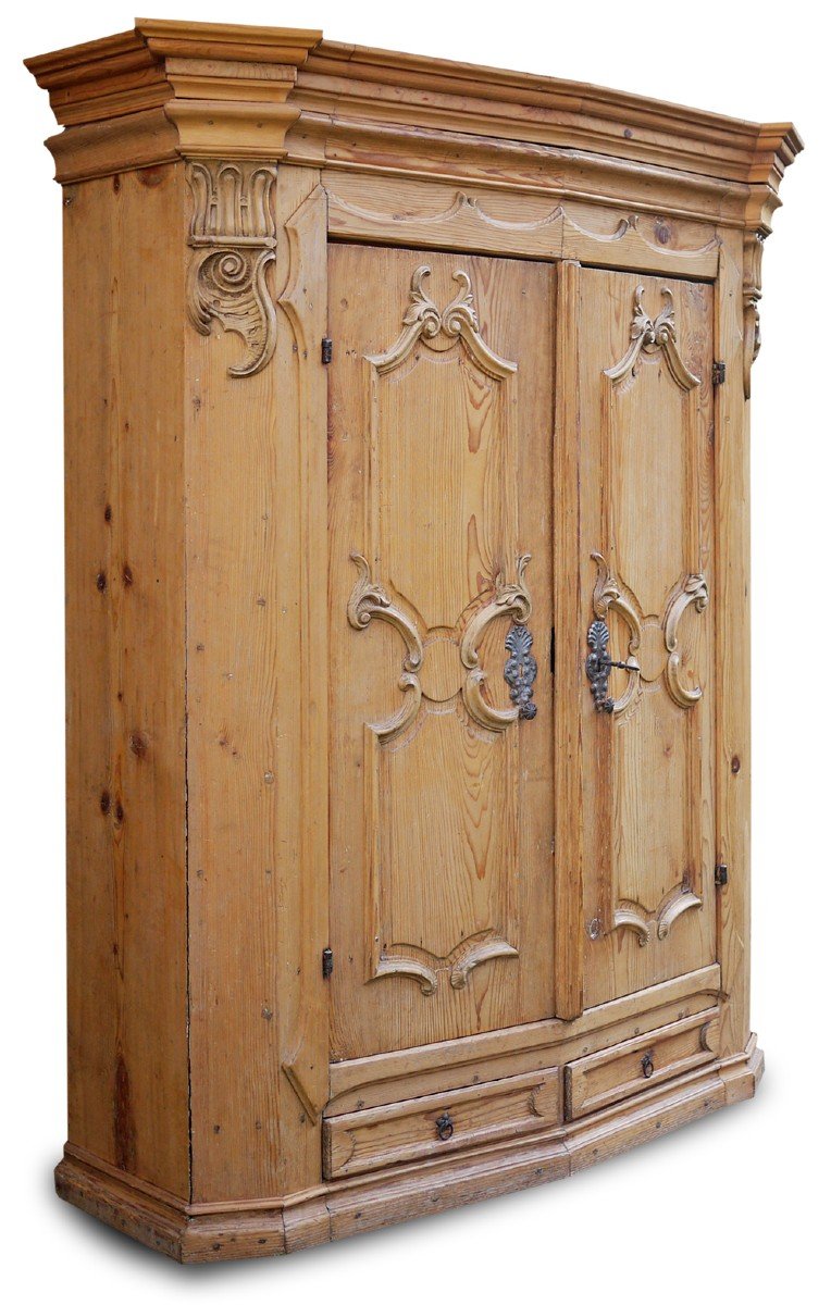 Fir Wood Cabinet With Baroque Carvings - Mid 1700s-photo-4