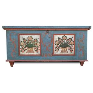 Blue Painted Chest Dated 1848