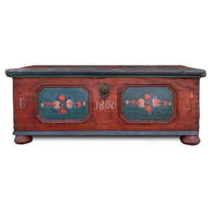 Coffre peint daté de 1800