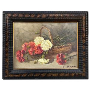 Carnations – Oil On Panel – F. Baroni