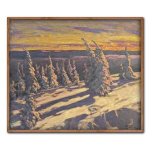 Snow-covered Fir Trees At Sunset