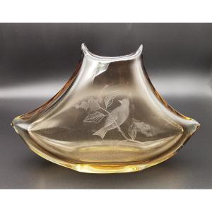 Smoked Bohemian Glass Vase