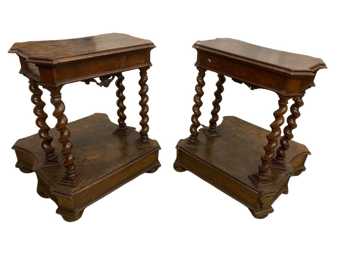 Pair Of Kneelers In Walnut And Walnut Root, Papal States-photo-2