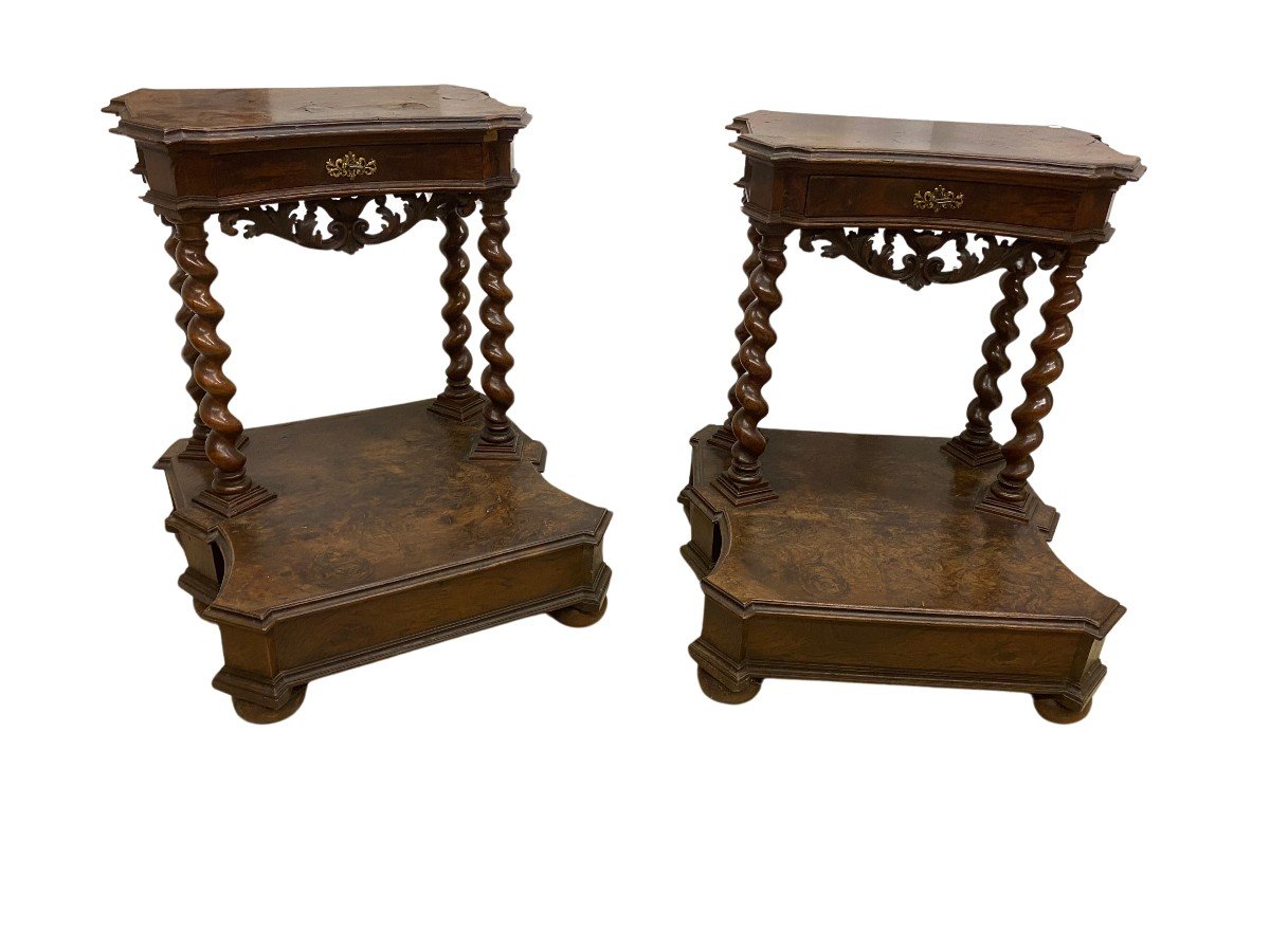 Pair Of Kneelers In Walnut And Walnut Root, Papal States