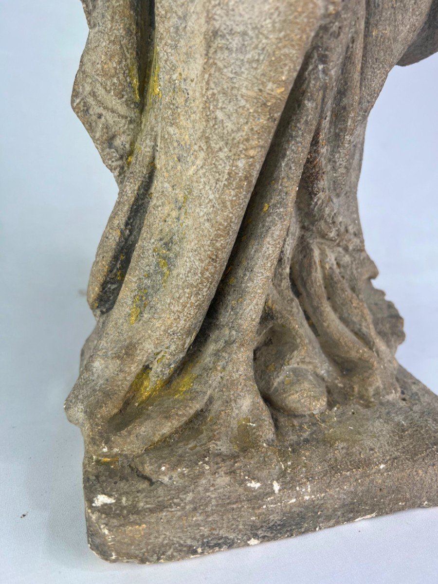 Sculpture En Pierre Représentant La Vierge à L’enfant-photo-4