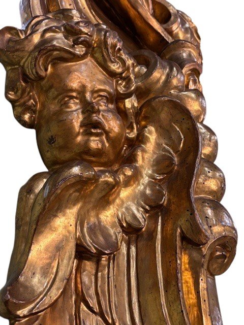   Cadre Romain En Bois Sculpté Et Doré-photo-1