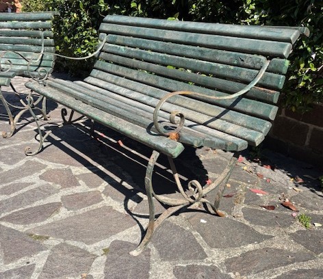Pair Of Garden Benches In Iron And Wood   -photo-1