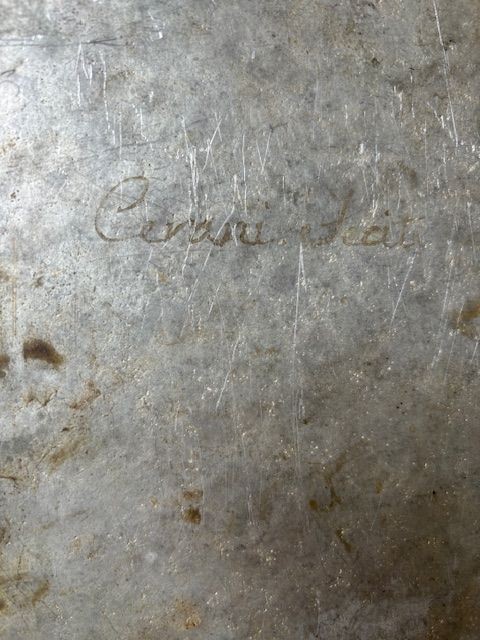 Painted On Metal Plate Signed On The Back-photo-4