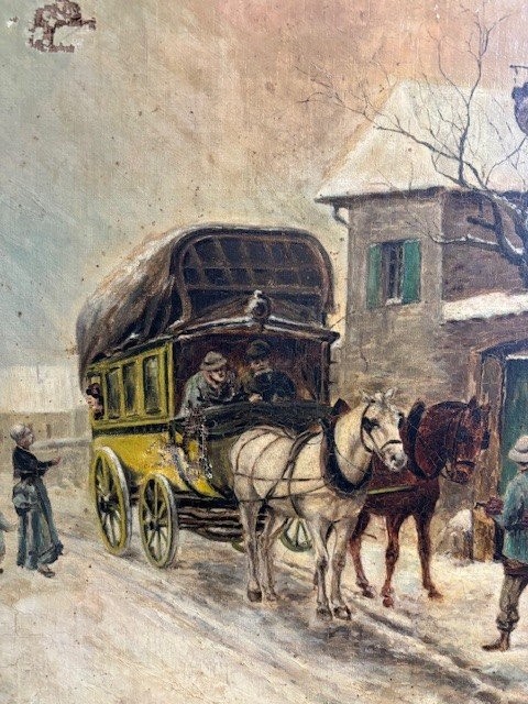 peinture à l’huile sur toile signée et datée " A. Chatrou 1895 " ( petites lacunes )-photo-1