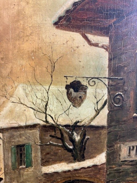 peinture à l’huile sur toile signée et datée " A. Chatrou 1895 " ( petites lacunes )-photo-2