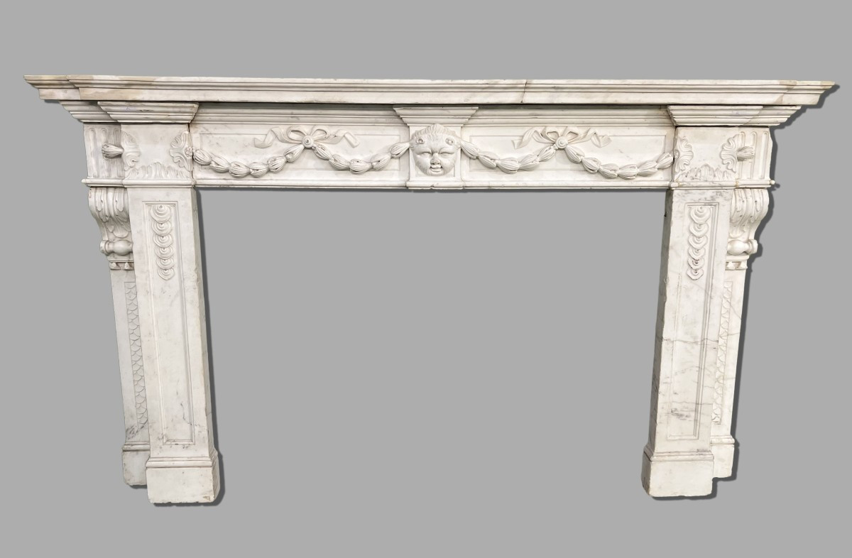 Pair Of White Marble Fireplaces-photo-3