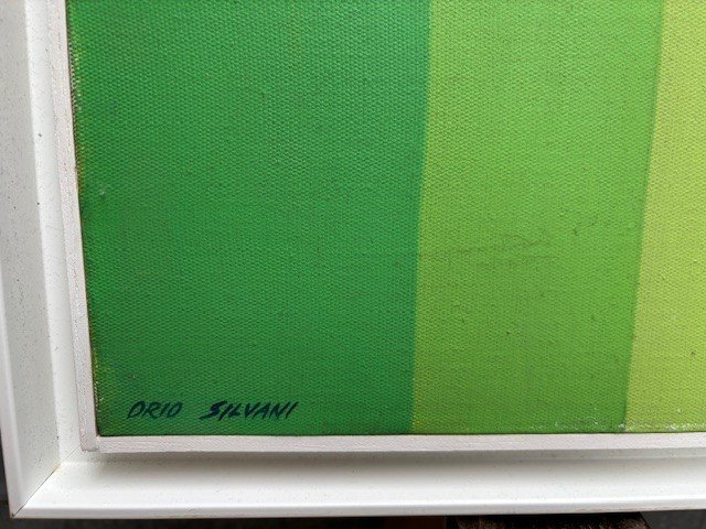   Painting On Canvas Signed " Dinamica Della Luce N° 2 Orio Silvani 1970 Parma"-photo-3