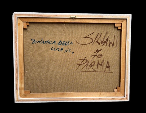   Painting On Canvas Signed " Dinamica Della Luce N° 2 Orio Silvani 1970 Parma"-photo-1
