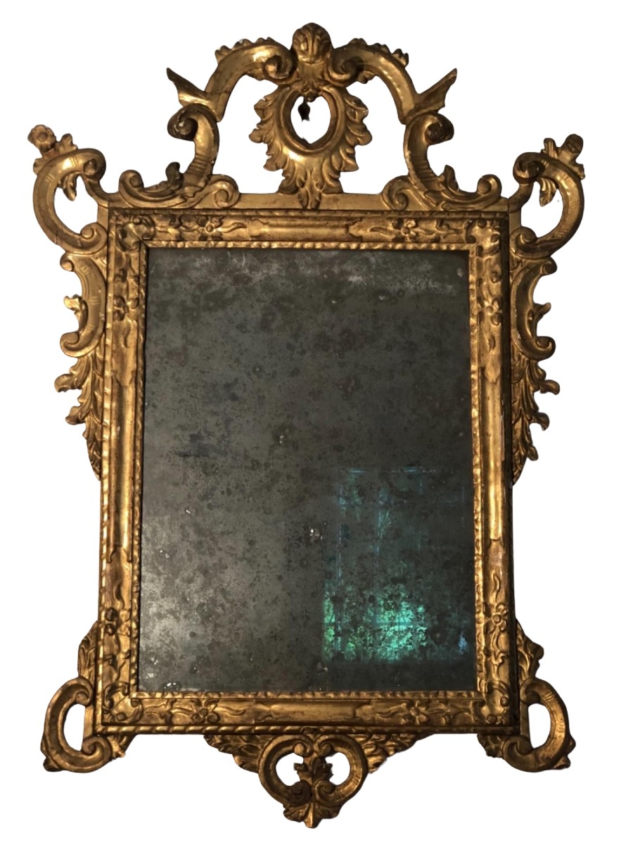   Carved And Gilded Wooden Mirror