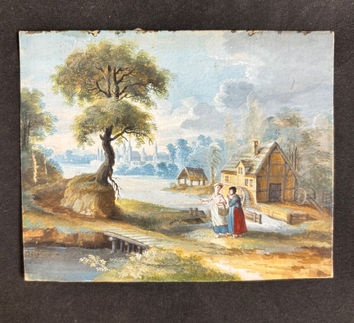   Pair Of Small Paintings On Cardboard-photo-3