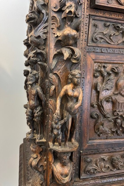 mobile à "bambocci"  genovese en noyer avec base également sculptée-photo-3