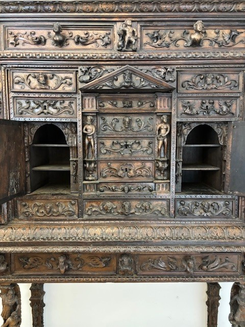 mobile à "bambocci"  genovese en noyer avec base également sculptée-photo-3