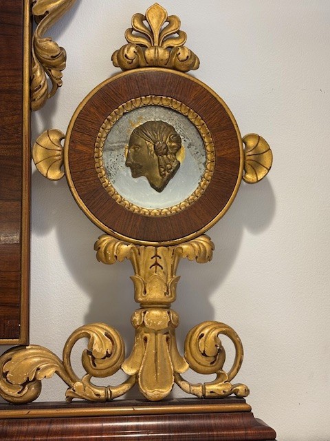 Empire  Walnut Fireplace With Carved And Gilded Wood Decorations-photo-2