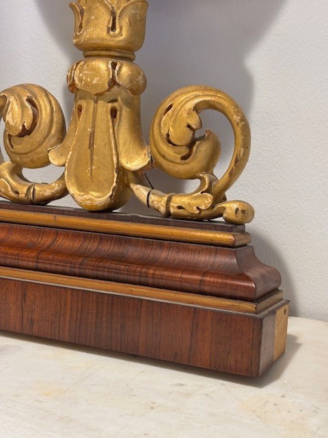 Empire  Walnut Fireplace With Carved And Gilded Wood Decorations-photo-4