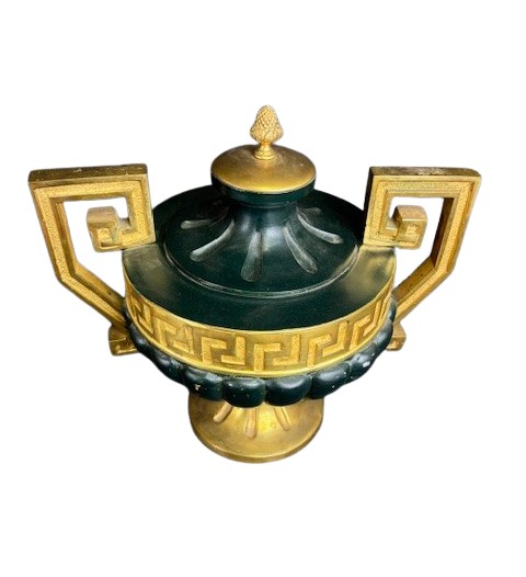 Pair Of Vases In Gilded Bronze With Mercury And Burnished-photo-3