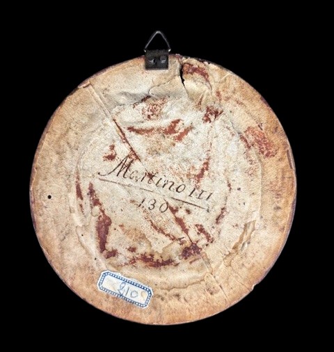 Marble Profile Depicting Pope Marinus II Within A Carved And Gilded Wooden Frame-photo-4