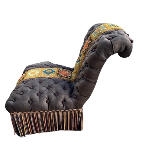 Armchair In Fabric With Embroidery In Beads-photo-4