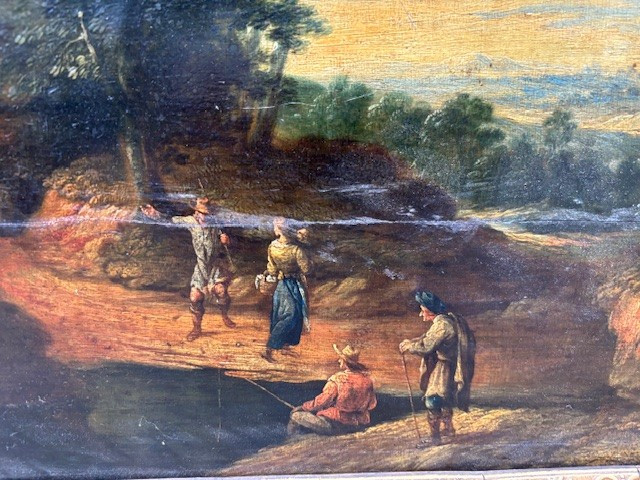 Flemish Painting On A Framed Panel Depicting A Landscape-photo-2