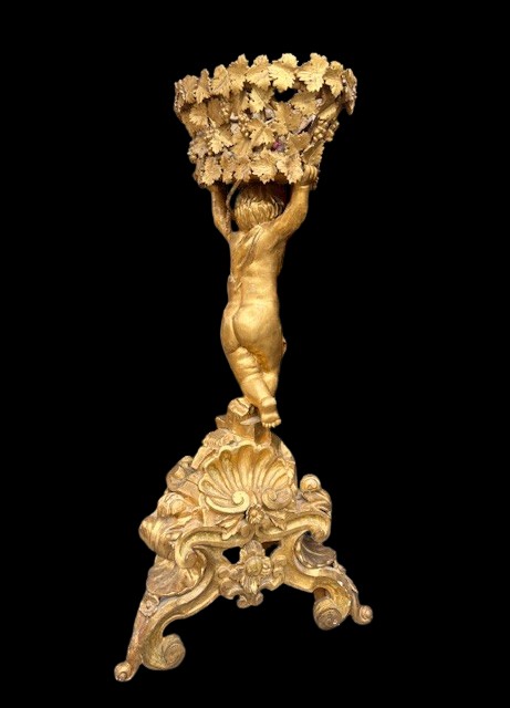 Jardinière en bois sculpté et doré-photo-4