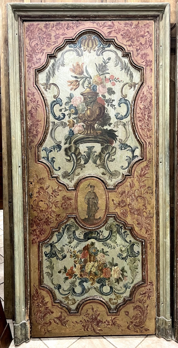 Paire de portes en bois peint et doré-photo-3