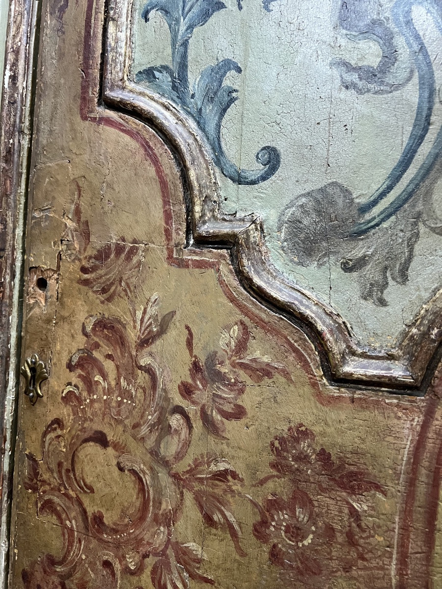 Paire de portes en bois peint et doré-photo-1