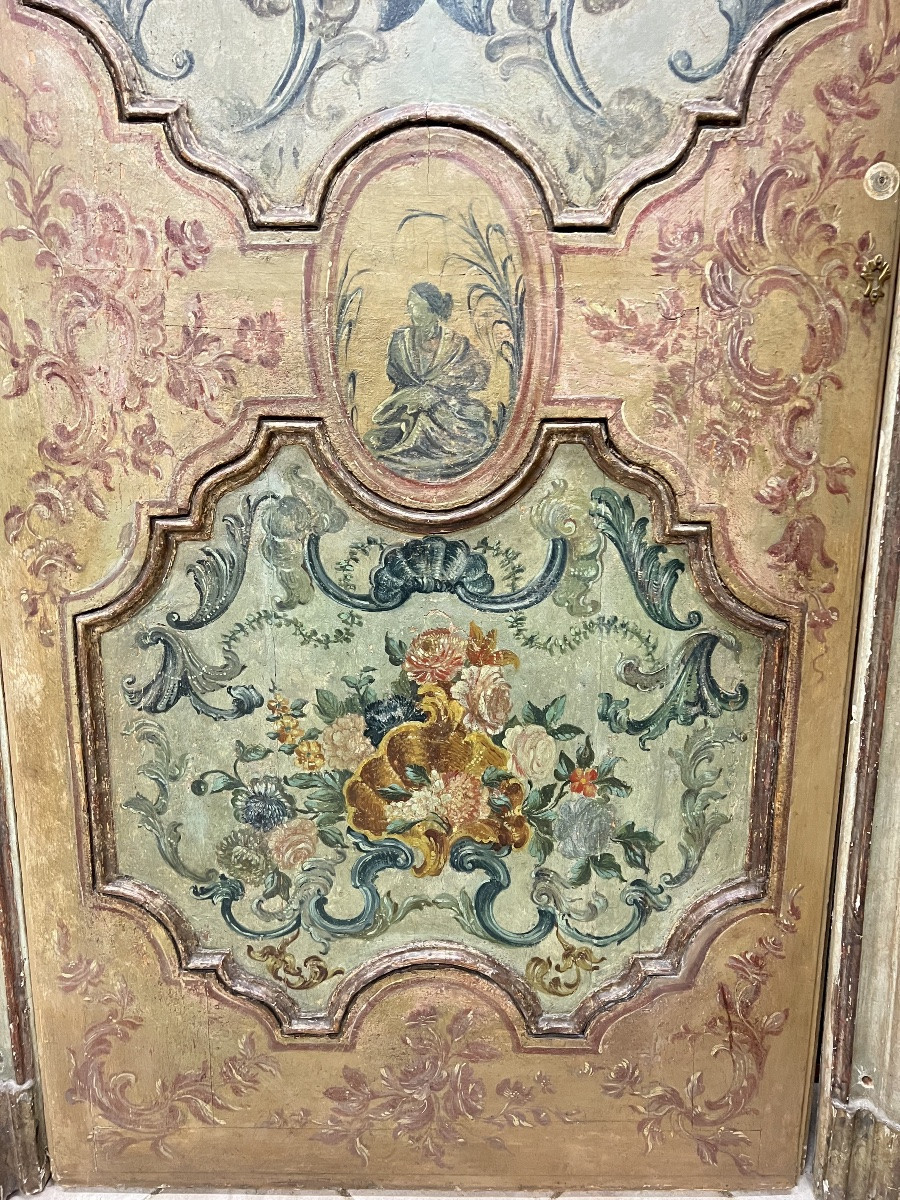 Paire de portes en bois peint et doré-photo-4