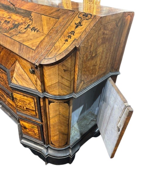 Veneered And Inlaid Bureau From The Lombardy Area-photo-2