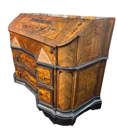 Veneered And Inlaid Bureau From The Lombardy Area-photo-3