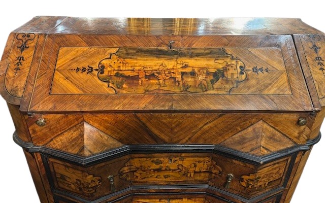Veneered And Inlaid Bureau From The Lombardy Area-photo-4
