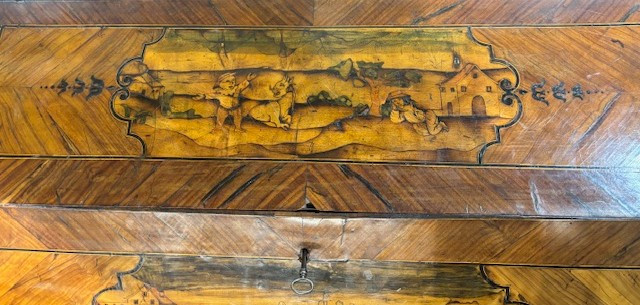 Veneered And Inlaid Bureau From The Lombardy Area-photo-7