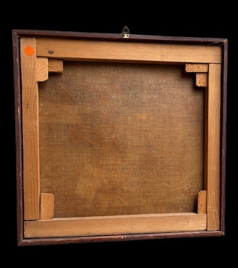 Oil Painting On Canvas Depicting A Noble Coat Of Arms With A Crown.-photo-3