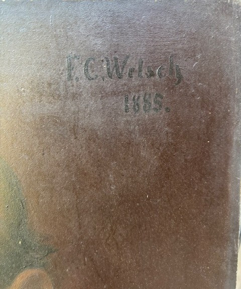  Oil Painting On Cardboard Signed And Dated "f. C. Welsch 1885"-photo-2