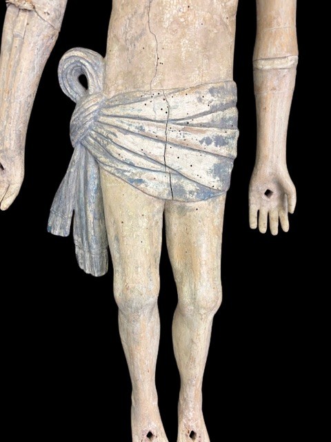 Sculpture représentant le Christ en bois laqué, avec bras articulés-photo-2