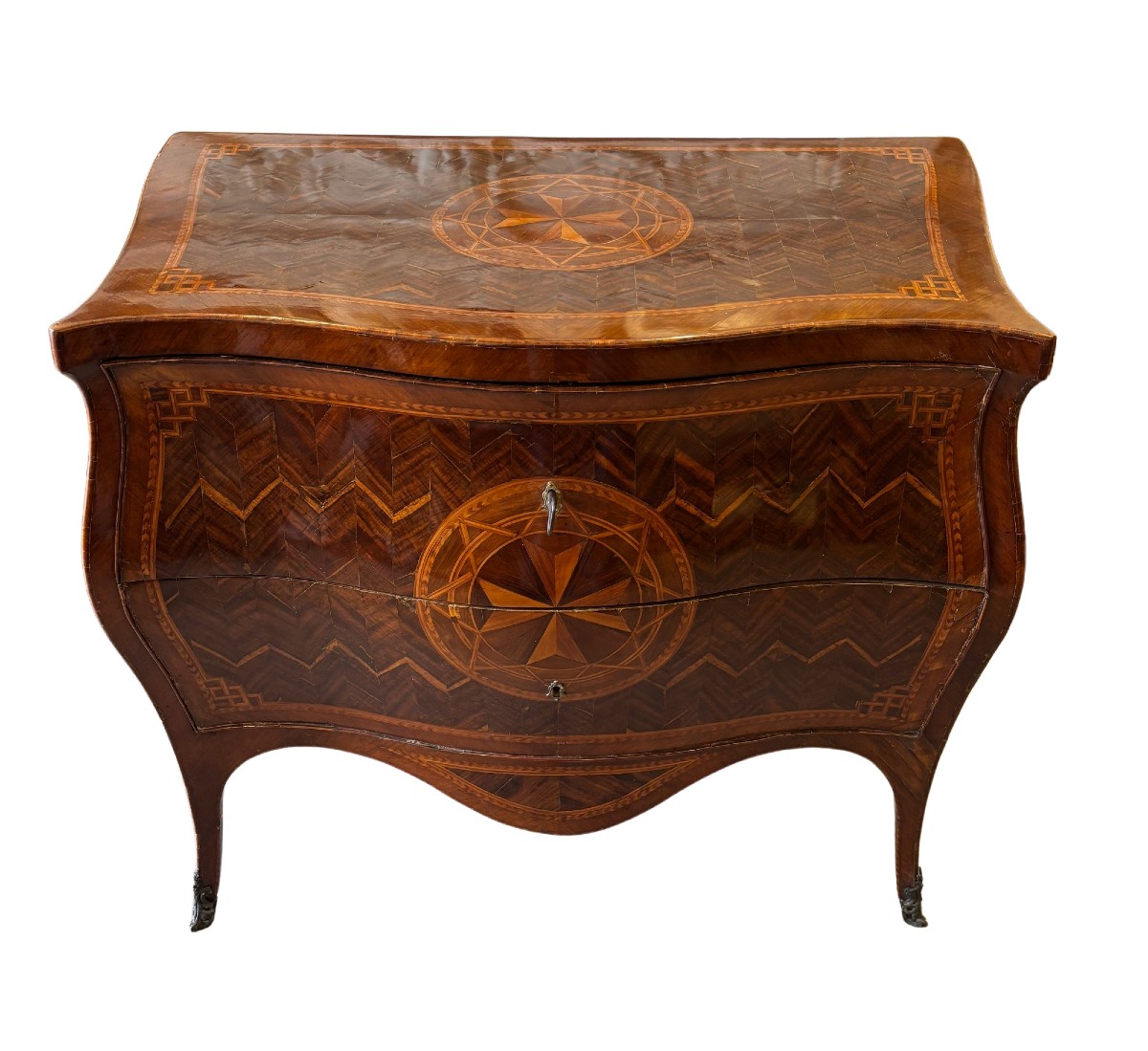 Chest Of Drawers Veneered And Inlaid With The Maltese Cross