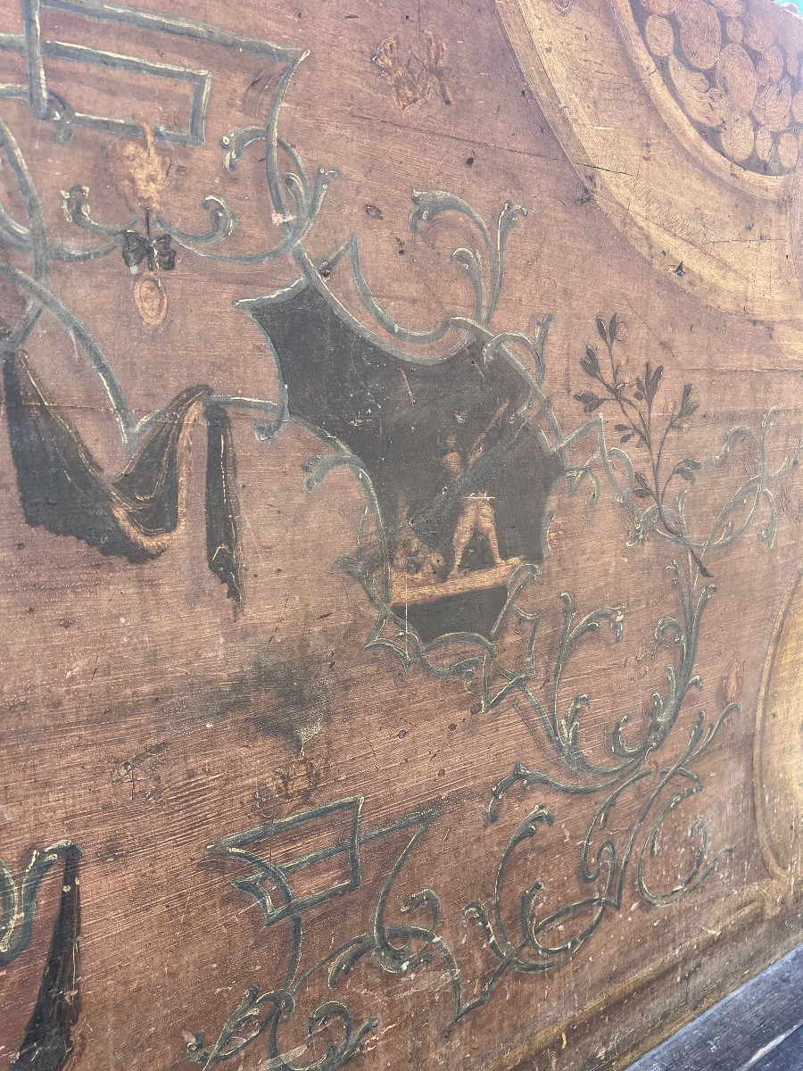 Paire de bancs en bois peint XVIII° Siècle-photo-3